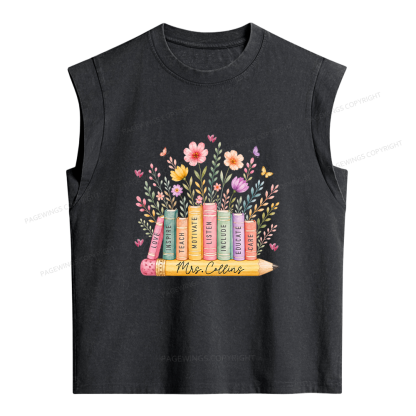 Pagewings Personalized Teacher  Women's Washed Tank Top