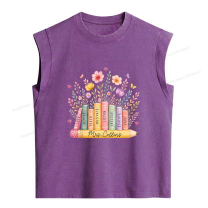 Pagewings Personalized Teacher  Women's Washed Tank Top