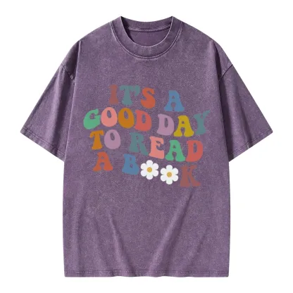 Pagewings It's A Good Day To Read A Book Unisex Washed T-shirt