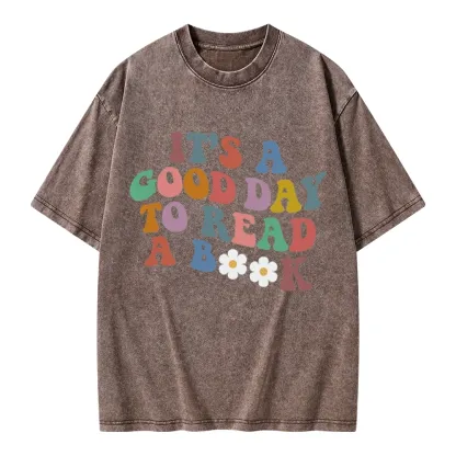 Pagewings It's A Good Day To Read A Book Unisex Washed T-shirt