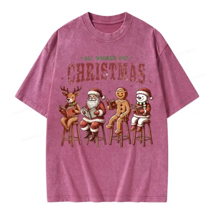 Pagewings All Booked For Christmas Unisex Washed T-shirt