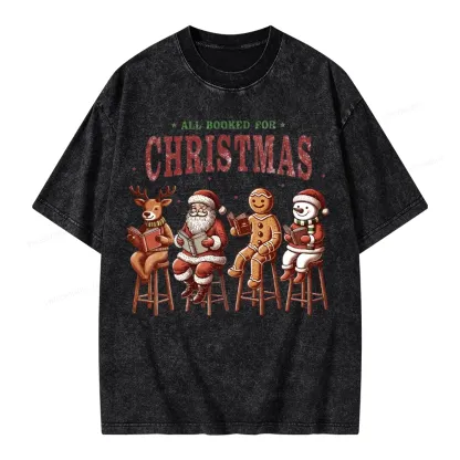 Pagewings All Booked For Christmas Unisex Washed T-shirt