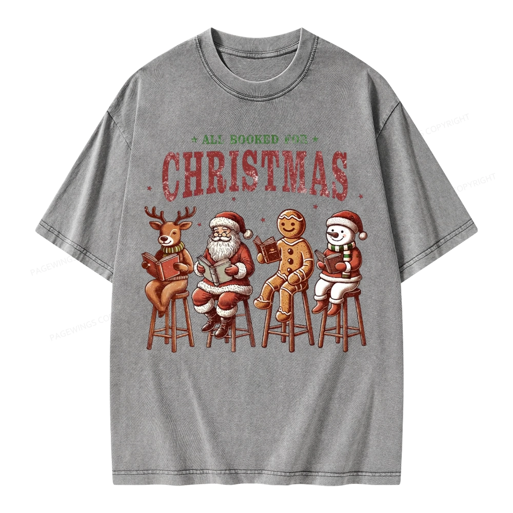 Pagewings All Booked For Christmas Unisex Washed T-shirt
