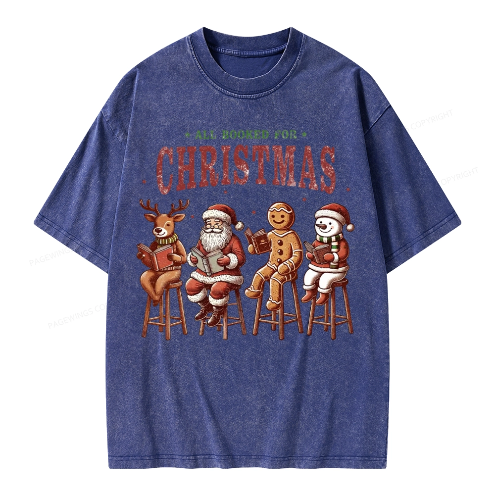 Pagewings All Booked For Christmas Unisex Washed T-shirt