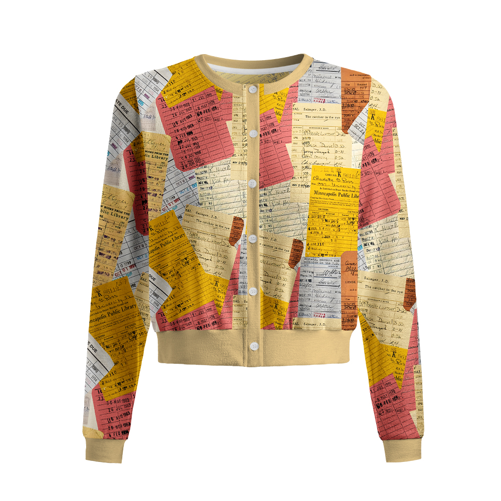Pagewings Library Card Cardigan Sweaters
