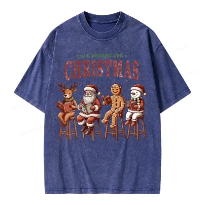 Pagewings All Booked For Christmas Unisex Washed T-shirt