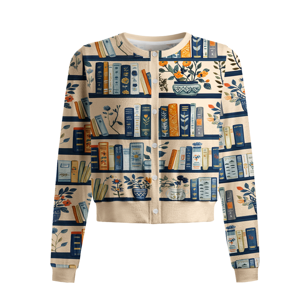 Pagewings Bookish Vibe Crew Neck Cardigan Sweaters