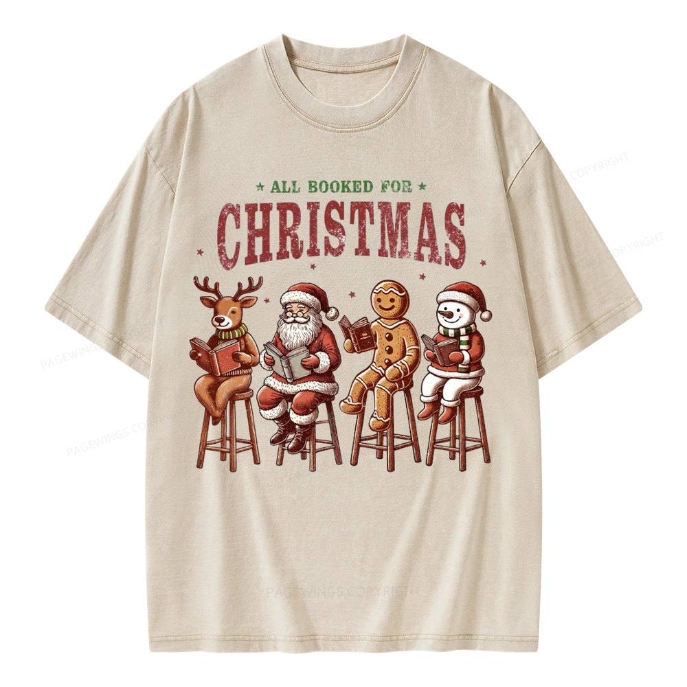 Pagewings All Booked For Christmas Unisex Washed T-shirt