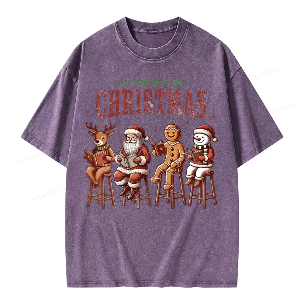 Pagewings All Booked For Christmas Unisex Washed T-shirt