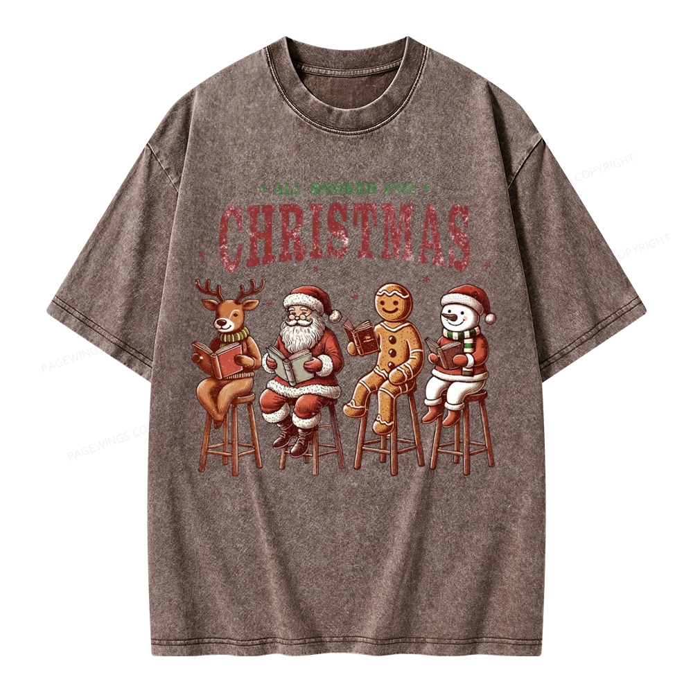 Pagewings All Booked For Christmas Unisex Washed T-shirt