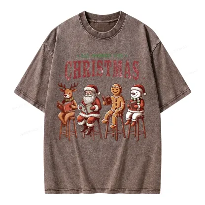 Pagewings All Booked For Christmas Unisex Washed T-shirt