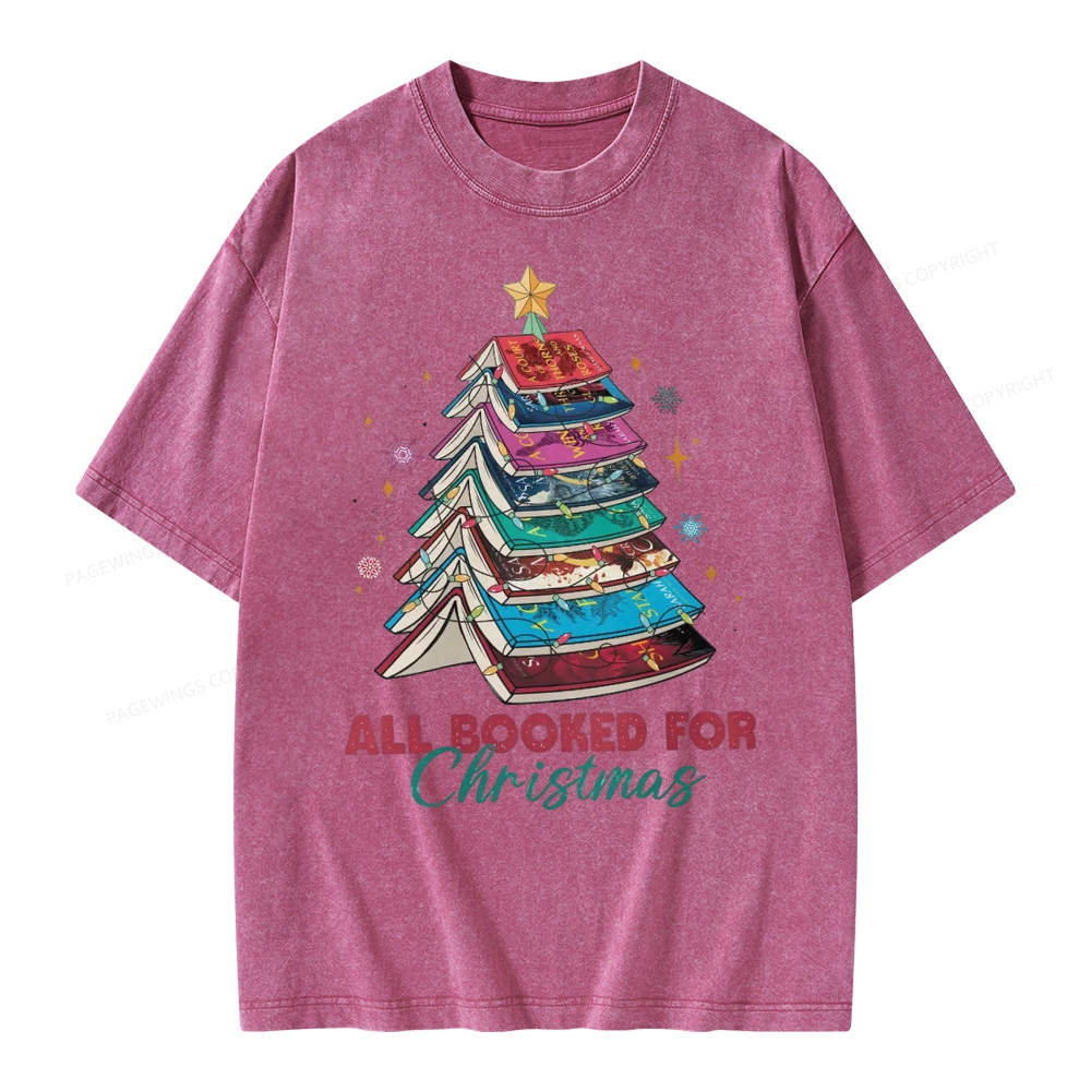 Pagewings SJM Book All Booked for Christmas Unisex Washed T-shirt