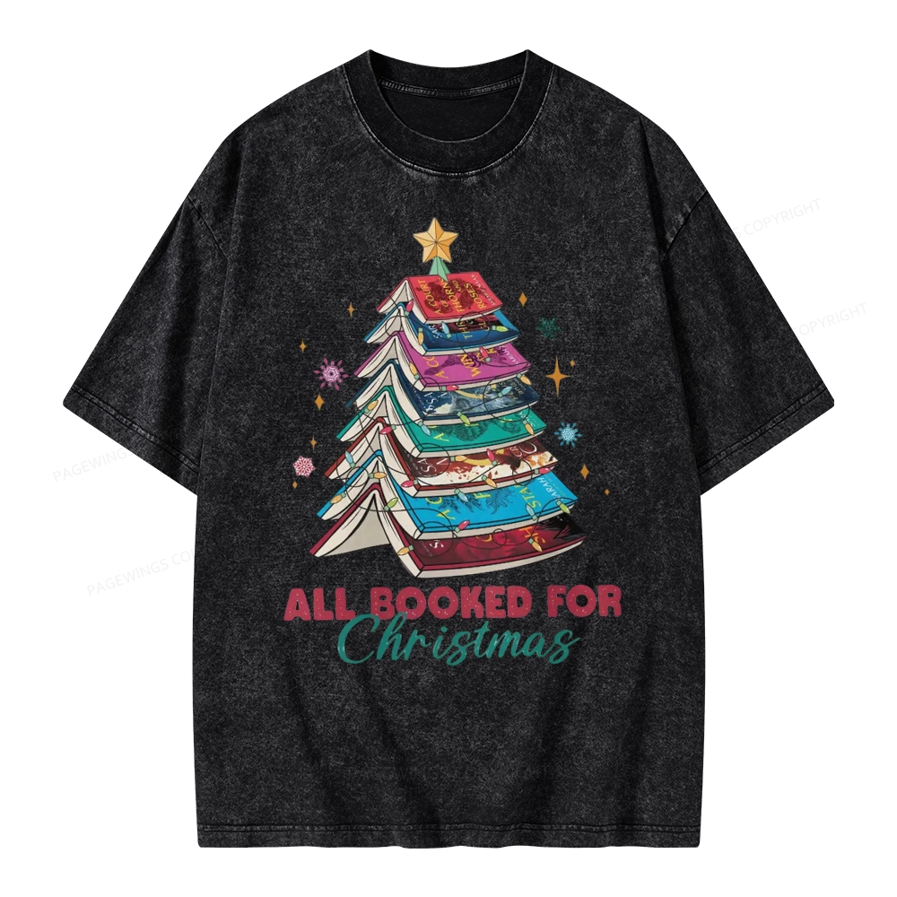 Pagewings SJM Book All Booked for Christmas Unisex Washed T-shirt