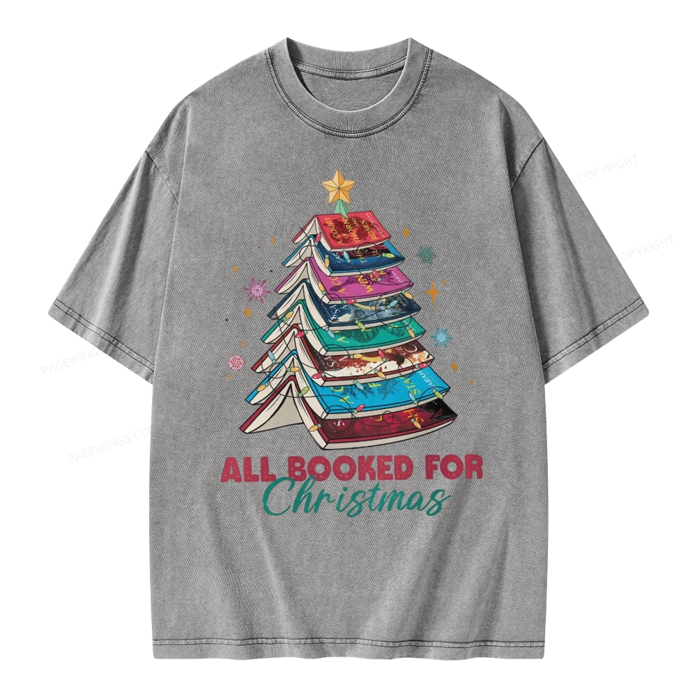 Pagewings SJM Book All Booked for Christmas Unisex Washed T-shirt