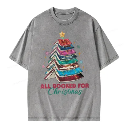 Pagewings SJM Book All Booked for Christmas Unisex Washed T-shirt
