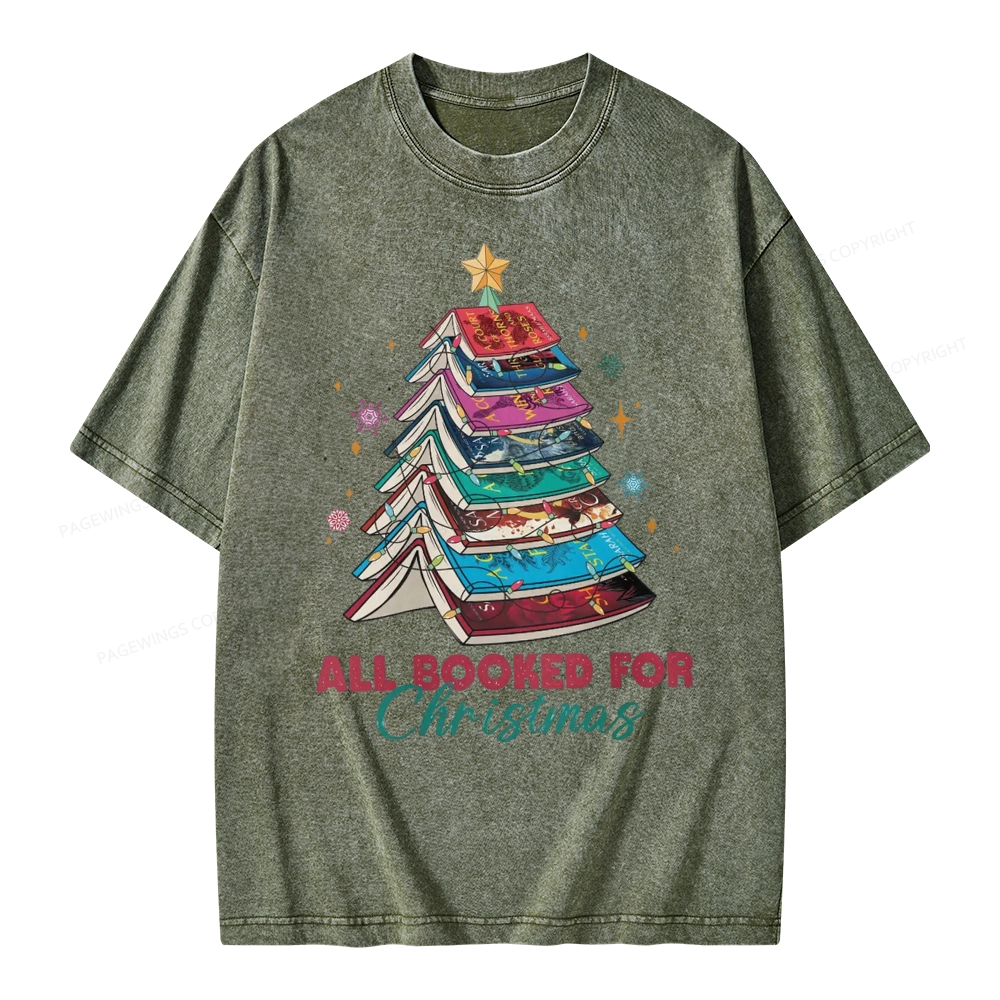 Pagewings SJM Book All Booked for Christmas Unisex Washed T-shirt