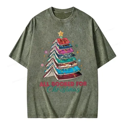 Pagewings SJM Book All Booked for Christmas Unisex Washed T-shirt