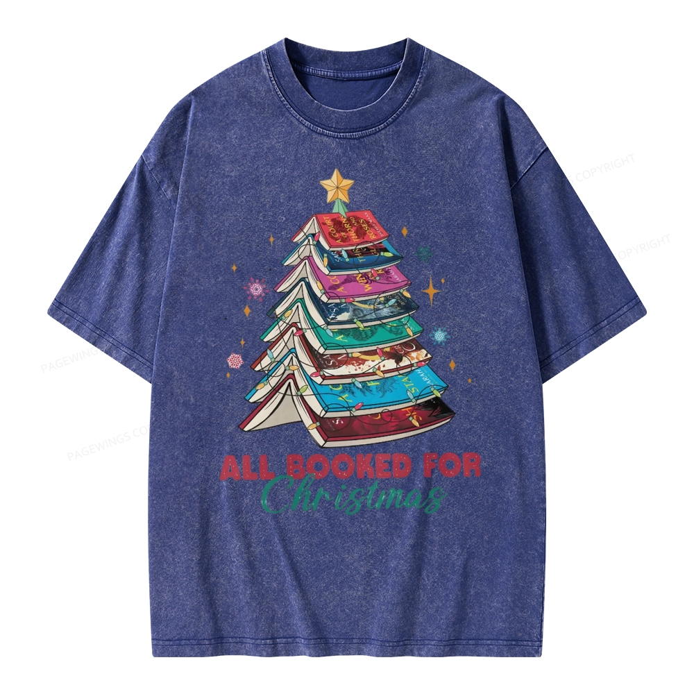 Pagewings SJM Book All Booked for Christmas Unisex Washed T-shirt