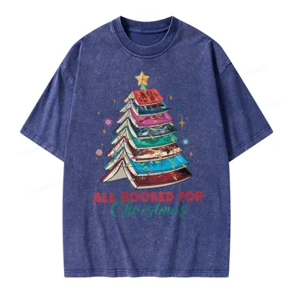 Pagewings SJM Book All Booked for Christmas Unisex Washed T-shirt