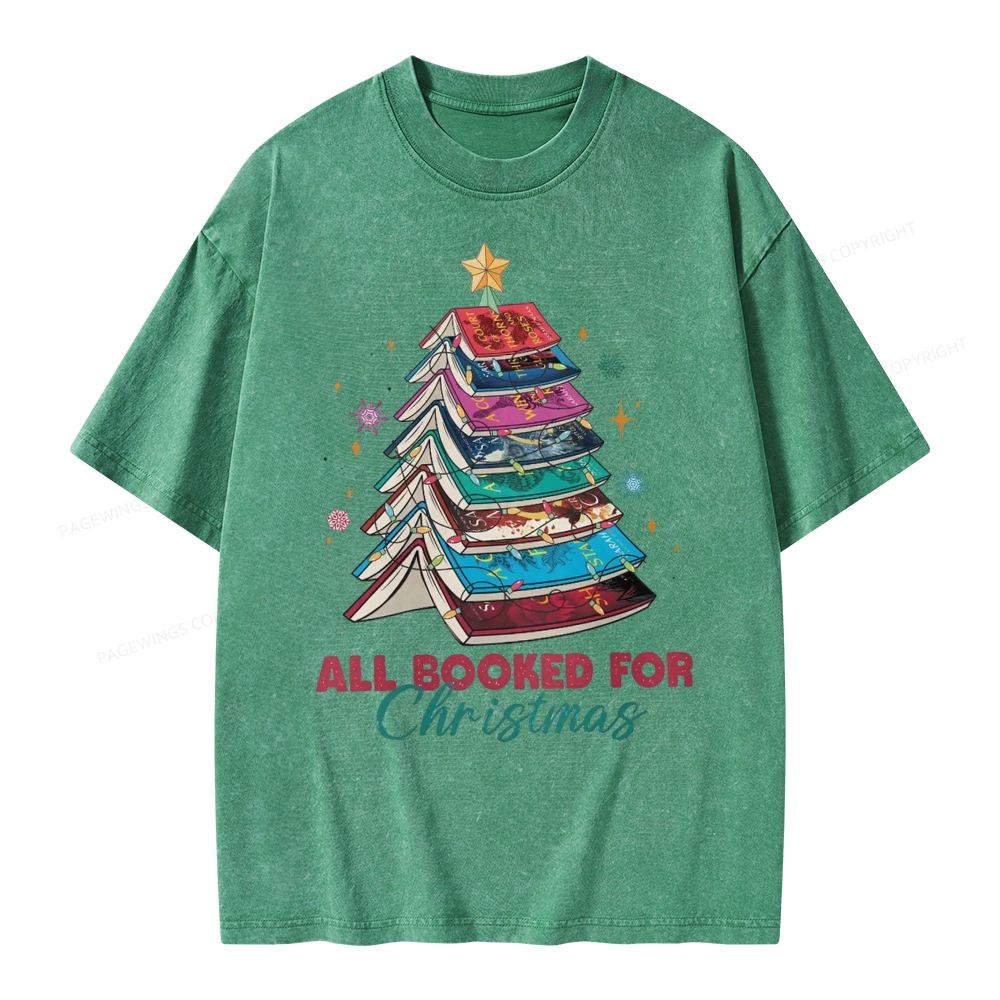 Pagewings SJM Book All Booked for Christmas Unisex Washed T-shirt