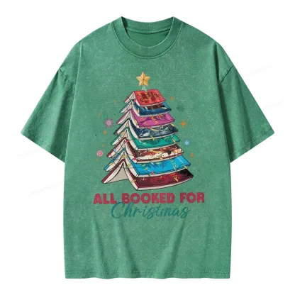 Pagewings SJM Book All Booked for Christmas Unisex Washed T-shirt