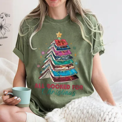 Pagewings SJM Book All Booked for Christmas Unisex Washed T-shirt
