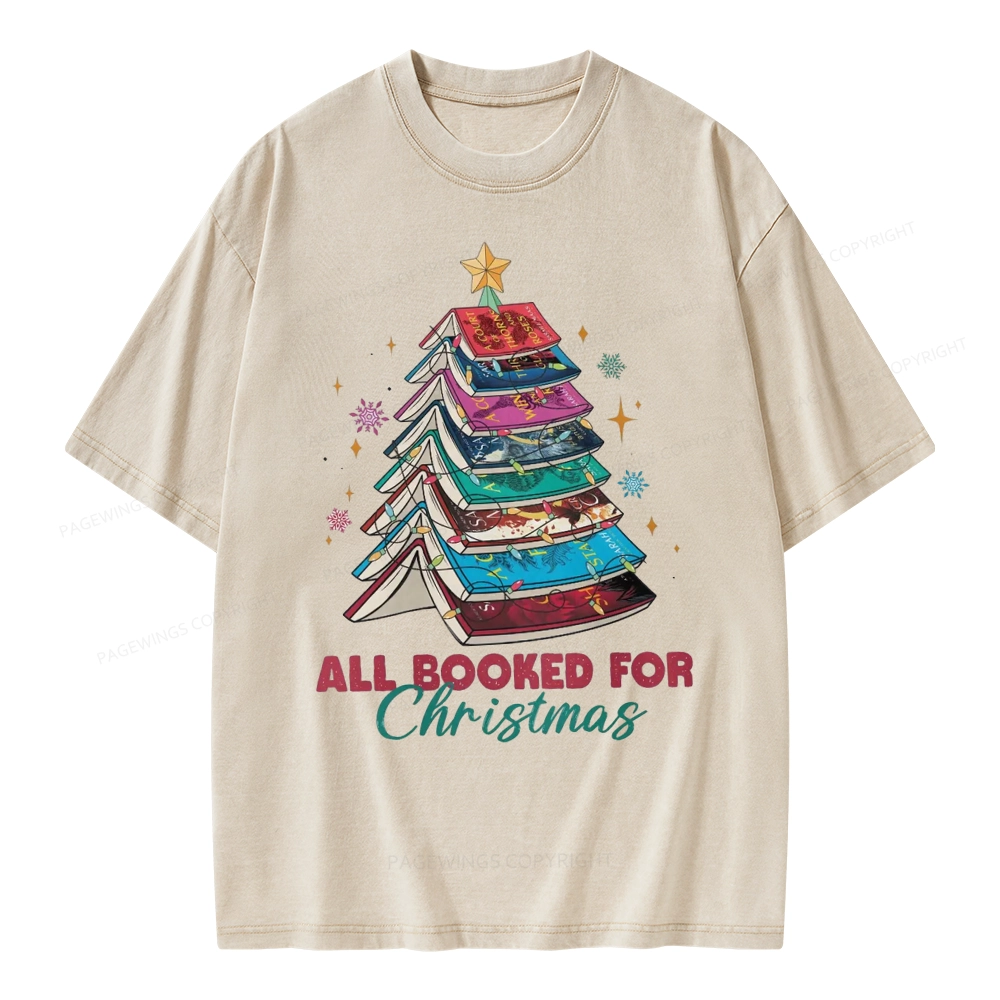 Pagewings SJM Book All Booked for Christmas Unisex Washed T-shirt