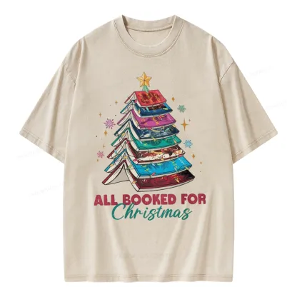 Pagewings SJM Book All Booked for Christmas Unisex Washed T-shirt