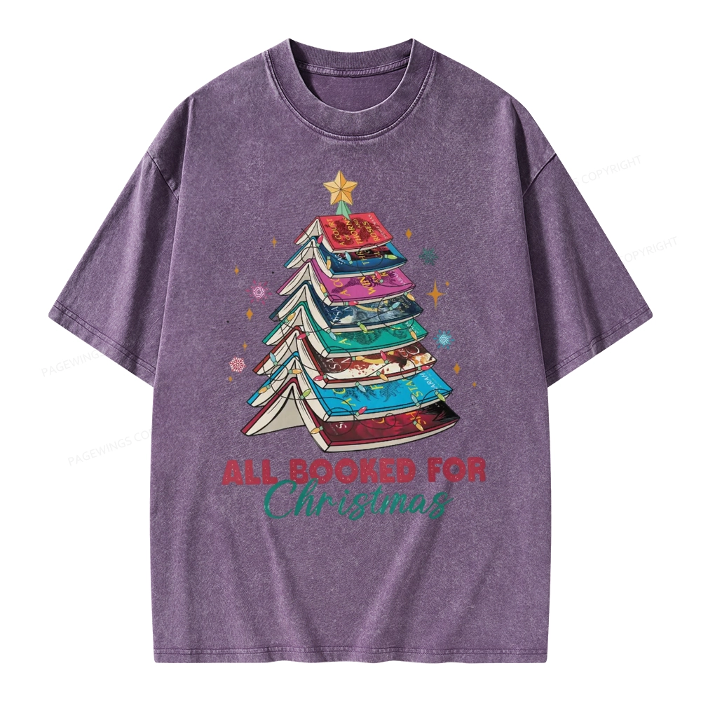 Pagewings SJM Book All Booked for Christmas Unisex Washed T-shirt