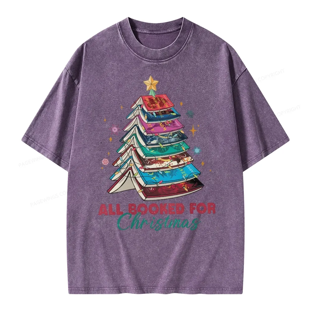 Pagewings SJM Book All Booked for Christmas Unisex Washed T-shirt