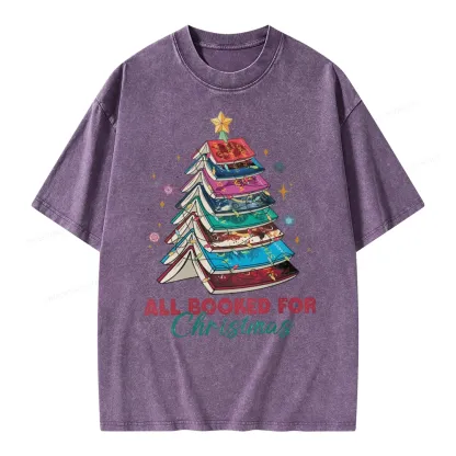 Pagewings SJM Book All Booked for Christmas Unisex Washed T-shirt