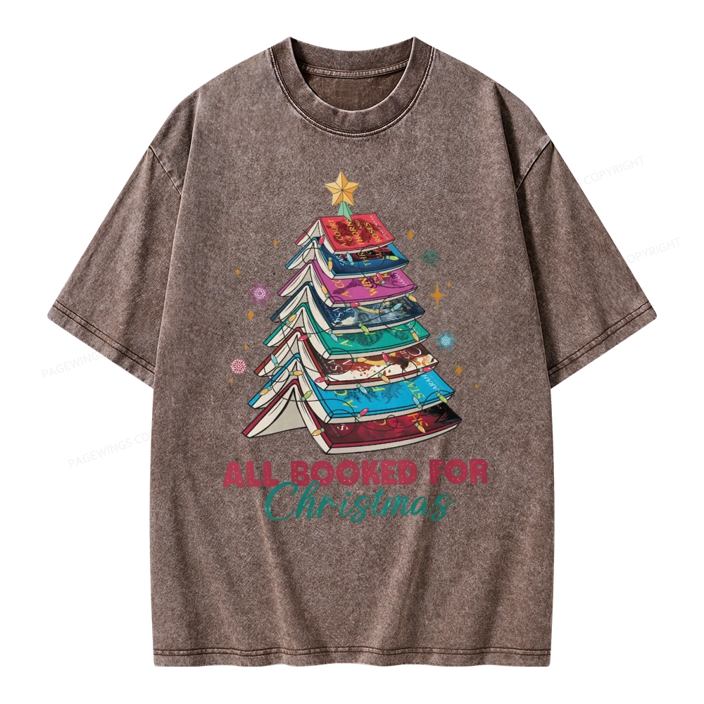 Pagewings SJM Book All Booked for Christmas Unisex Washed T-shirt