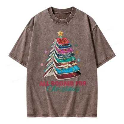 Pagewings SJM Book All Booked for Christmas Unisex Washed T-shirt