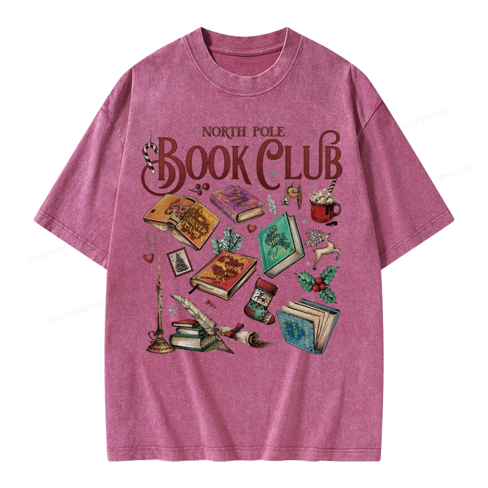 Pagewings SJM Book Club Christmas Unisex Washed T-shirt