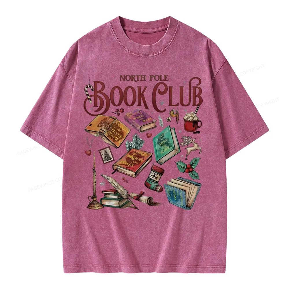 Pagewings SJM Book Club Christmas Unisex Washed T-shirt
