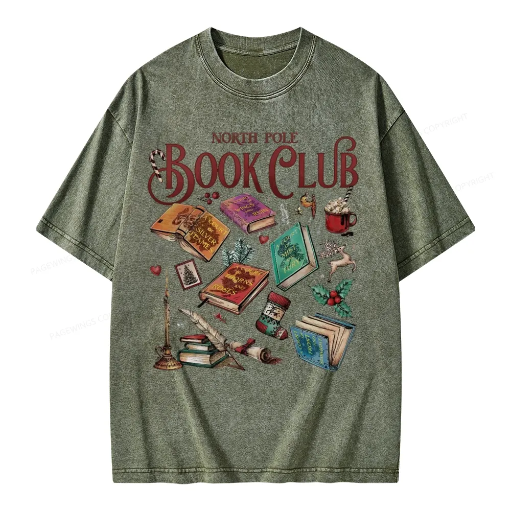 Pagewings SJM Book Club Christmas Unisex Washed T-shirt