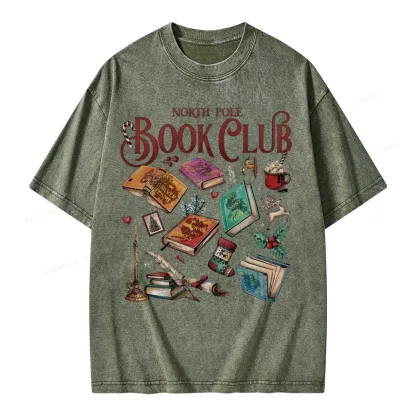 Pagewings SJM Book Club Christmas Unisex Washed T-shirt