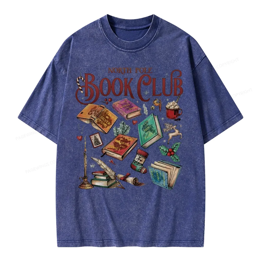 Pagewings SJM Book Club Christmas Unisex Washed T-shirt