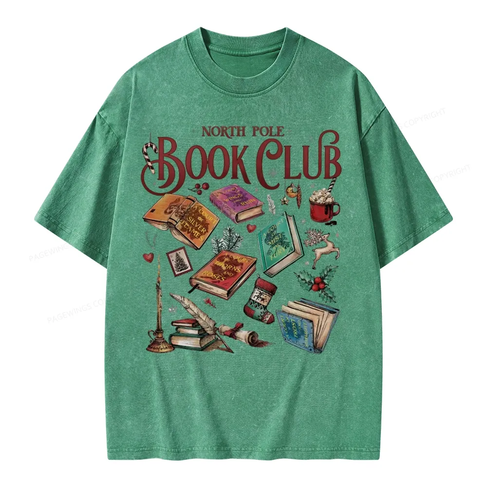 Pagewings SJM Book Club Christmas Unisex Washed T-shirt