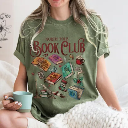 Pagewings SJM Book Club Christmas Unisex Washed T-shirt