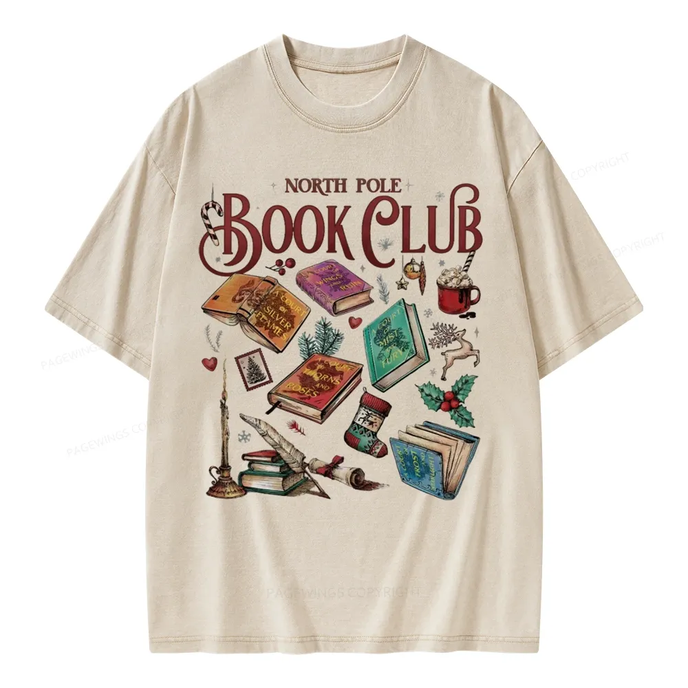 Pagewings SJM Book Club Christmas Unisex Washed T-shirt