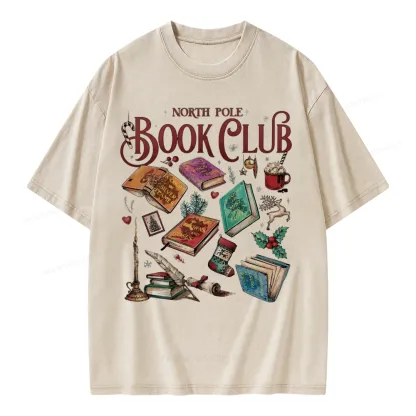 Pagewings SJM Book Club Christmas Unisex Washed T-shirt