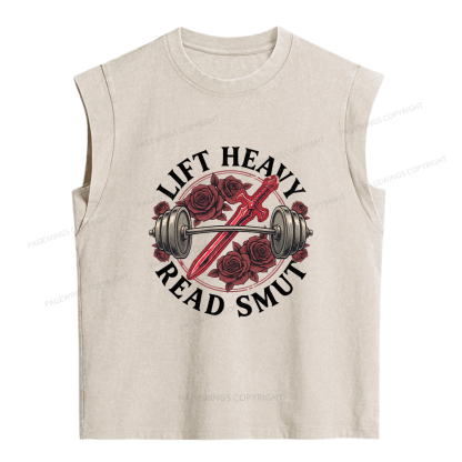 Pagewings Lift Heavy Read Smut Women's Washed Tank Top