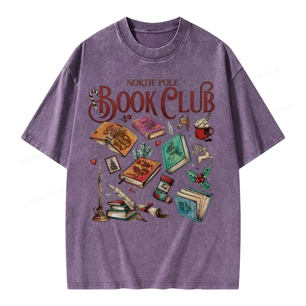 Pagewings SJM Book Club Christmas Unisex Washed T-shirt