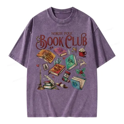 Pagewings SJM Book Club Christmas Unisex Washed T-shirt