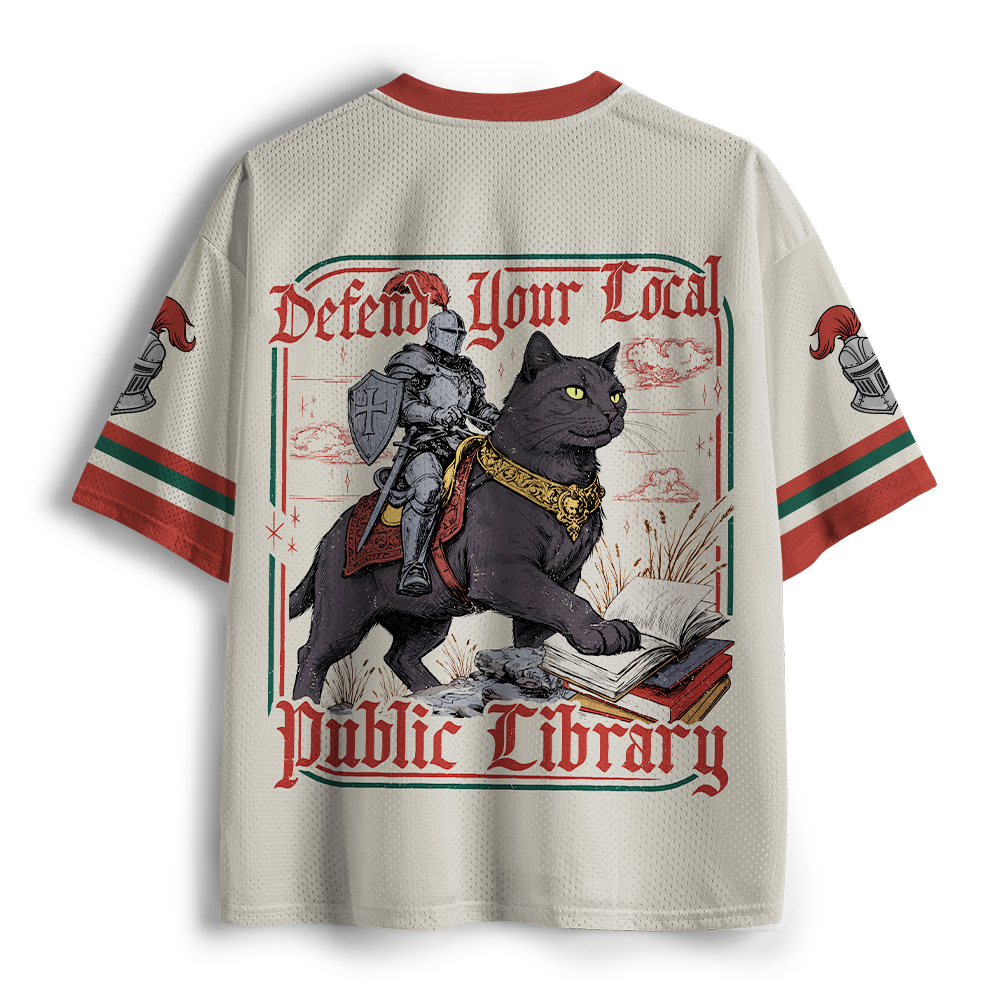 Pagewings Defend The Public Library Unisex Mesh Jersey