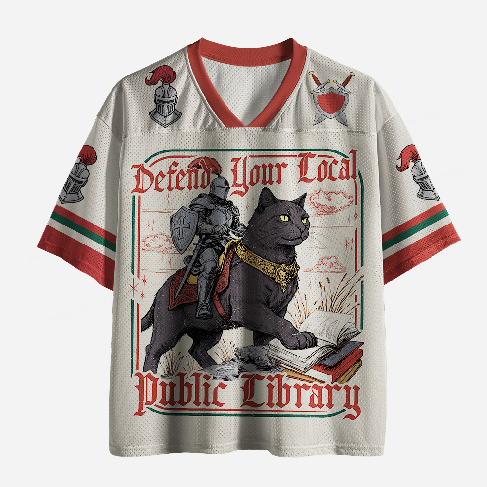 Pagewings Defend The Public Library Unisex Mesh Jersey