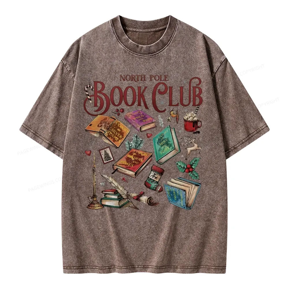 Pagewings SJM Book Club Christmas Unisex Washed T-shirt