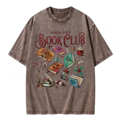 Pagewings SJM Book Club Christmas Unisex Washed T-shirt