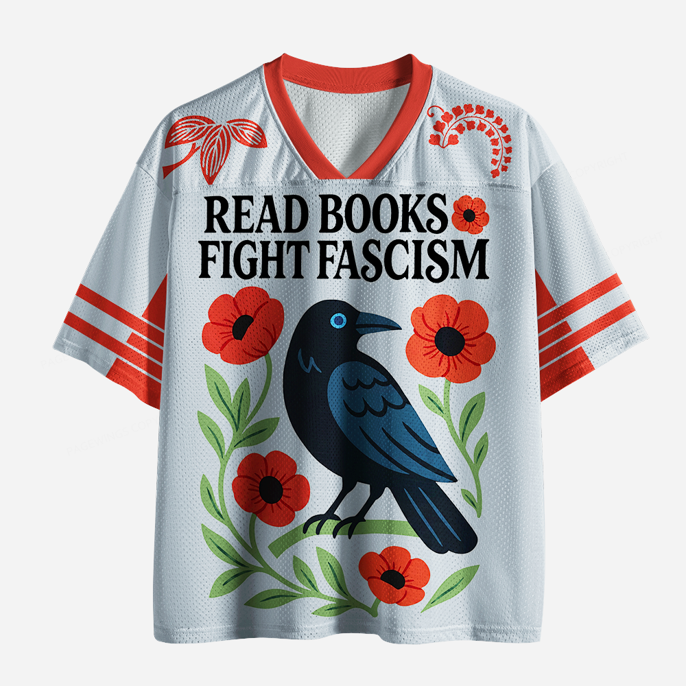 Pagewings Read Books Fight Fascism Unisex Mesh Jersey